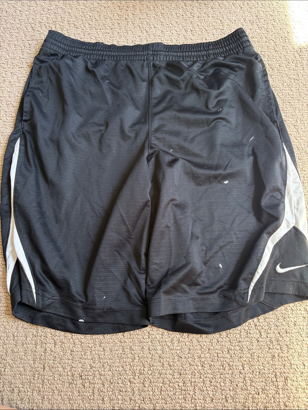 Nike Men's Black Athletic Shorts with White Side Panels